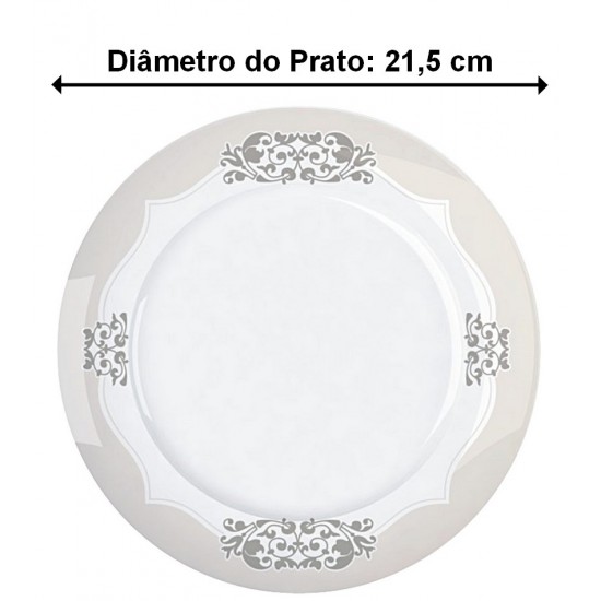 Prato Sobremesa 21,5cm Versa Perola Porcelana Germer